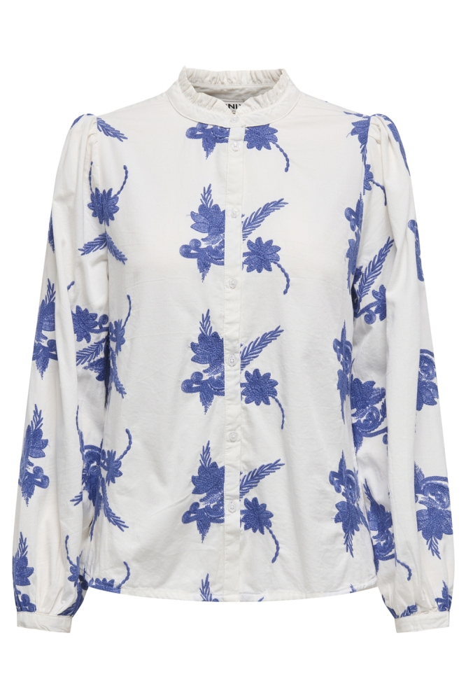 ONLJAMILLA LS EMB BUTTON TOP WVN CS 15346395 CLOUD DANCER